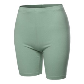 Bermudas básicas de algodón de alta calidad para mujer de talle alto, Verde claro, longitud más corta, S
