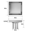 Bochni Shower Drain 4"*4" Brushed 304 Stainless Steel | Fast
