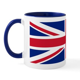 CafePress Union Jack, British Tea Mug 11 oz Ceramic Mug (403900469) - White/Navy Inside