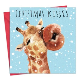 Twizler Funny Christmas Card Giraffe Kisses - Humour Merry Xmas Cards - Womens Christmas Card for Her Wife Mum Girlfriend - Mens Christmas Card for Him Husband Dad Boyfriend