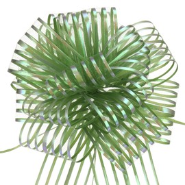 MECCANIXITY 15pcs 8 Inch Organza Large Pull Bow Metallic Gift Wrapping Bow Ribbon Chiffon Yarn Grass Green for Wedding Baskets Presents Christmas Valentine's Day