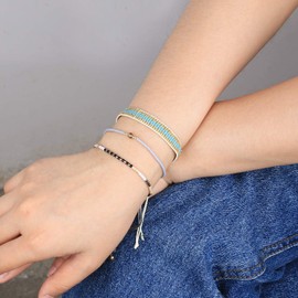 KELITCH Women Crystal Charm Bracelets Boho Miyuki Beads Friendship Bracelets Links Fashion Jewelry