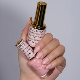 DAISY DND- Juego de esmaltes en gel DC Sheer Polish de DND: 1 esmalte en gel y 1 esmalte de uñas, rosa lechoso, 0,5 onzas líquidas