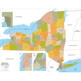 New York ZIP Code Map with Counties - Poster - 27 x 34.38 inch Poster - Front Lamination