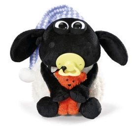 Nici 41470 Shaun the Sheep Cuddly Toy Timmy with Small Bear, Dummy and Sleep Cap, 25 cm, Colour Black/White