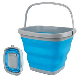 2.6 Gallon Collapsible Mop Bucket with Handle for Household Cleaning, Portable Silicone Ice Bucket for Outdoor Camping Fishing Car Washing, Square Plastic Wash Basin Tub for Bathroom Cleaning Supplies