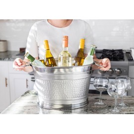 Insulated Beverage Tub for Parties Stainless Steel Drink Tub Cooler Ice Bucket for Hosting Parties Drink Bucket with Handles Wine Bucket Double Wall Ice Bucket