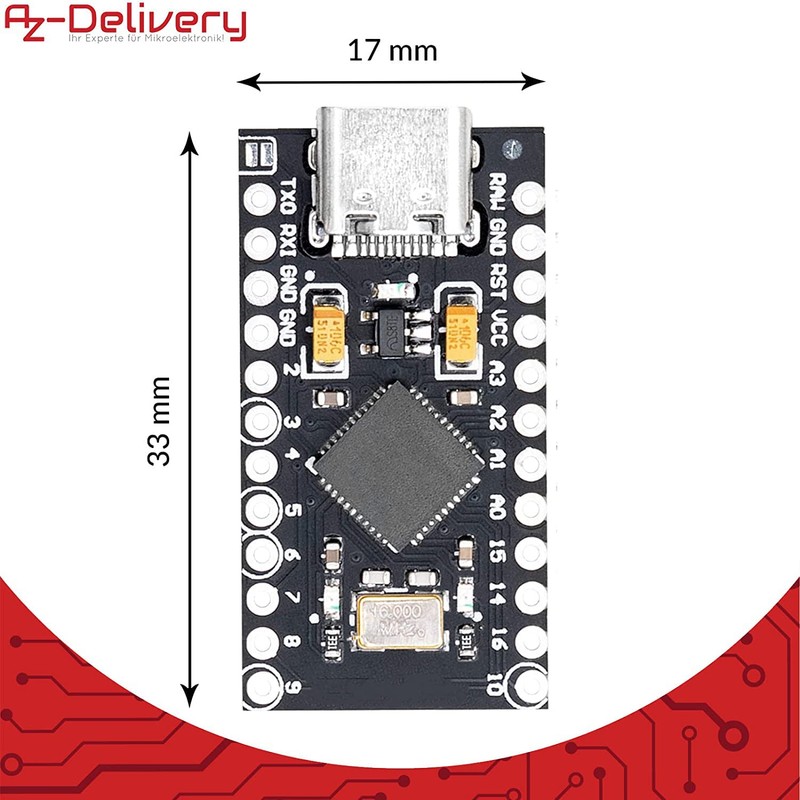 AZDelivery 3 x Pro Micro ATMEGA32U4 5V/16MHz Development Board Microcontroller