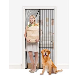 BHCORNER Screen Door Mesh with Full Strip Magnets, Screen Size 36 x 81 Inch, Fit Door Size 34 x 80 Inch Full Frame Seal Fiberglass Bug Net for Doorway Heavy Duty, Pet and Kid Friendly