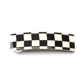 QinGoo Large Black Checker, Hair Clip, Hair Accessory, Stylish, Cute, Korean, Adult, 1 Piece (8.5c*2.5cm, Black)