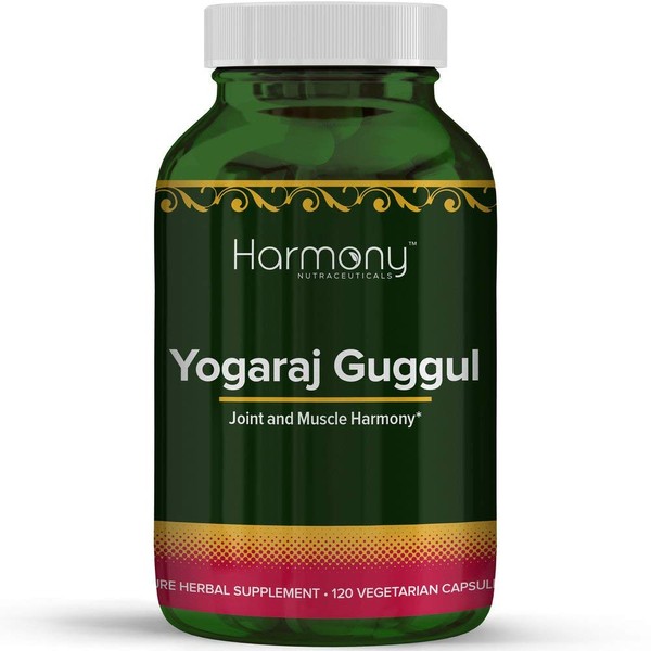 Harmony Nutraceuticals Yogaraj Guggulu - Organic - 120 Capsules - Ayurvedic Herbs for Pain in The Muscles, Nerves & Joints