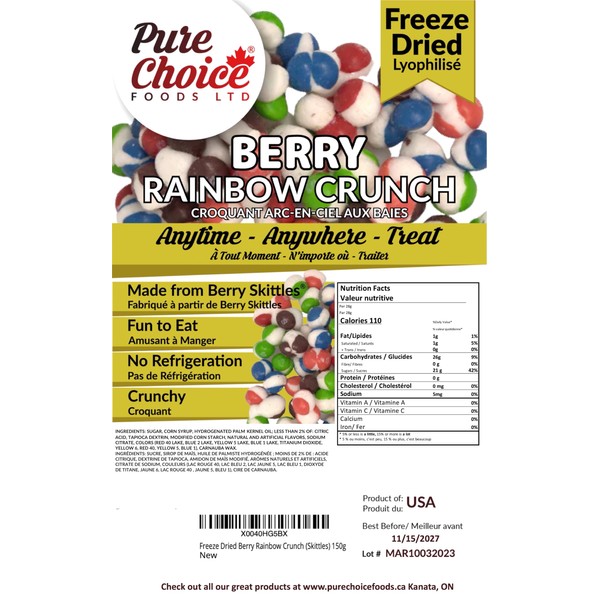 Freeze Dried Berry Rainbow Crunch (Skittles) 150g New Bigger Size