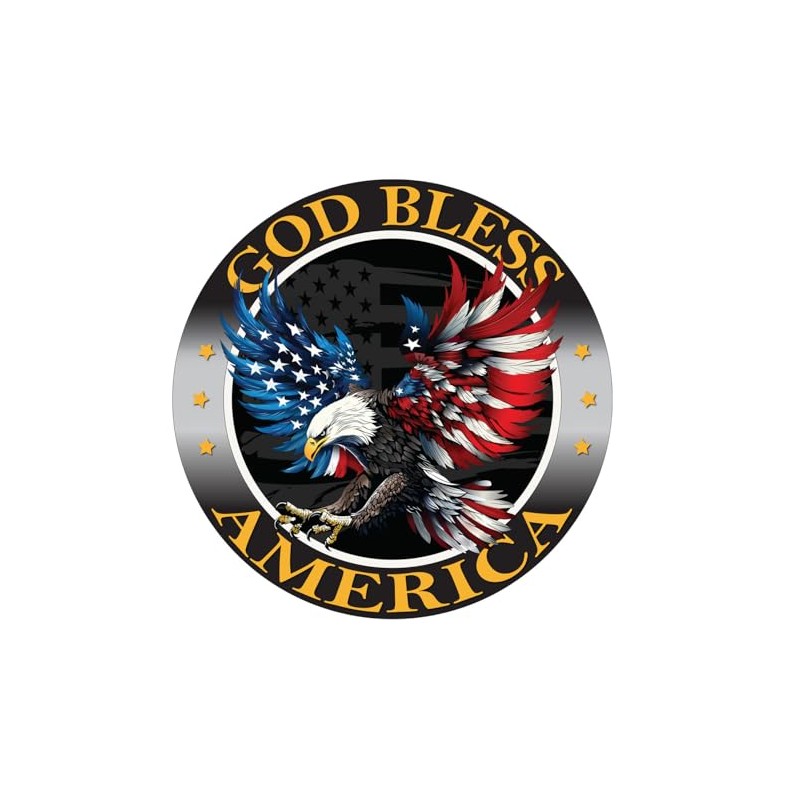 God Bless America American Flag Eagle Vinyl Decal, Made in