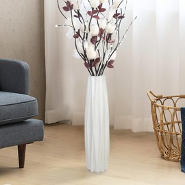 Tall Ceramic Floor Vase 17.7 Inches Large,White Tall Modern Flower Vases For Office, Home,Farmhouse,Living Room Décor,Simple Origami Design Fall Decorative Porcelain flower Arrangement Vase Ideal Gift