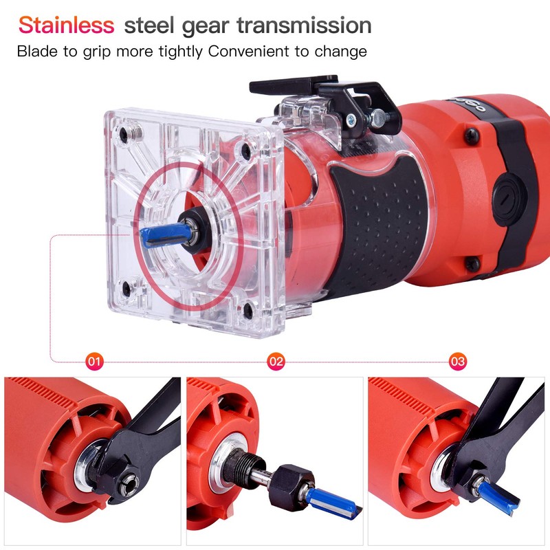 Compact Palm Router Tool, 800W Hand Wood Trimmer Router with