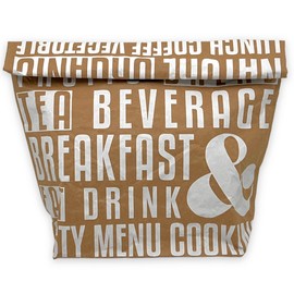 MIK funshopping Lunch Bag, Brown Lunch Bag Insulated Cold or Warm Cooler Bag with Velcro Fastening Thermal Bag (Tasty Menu White)