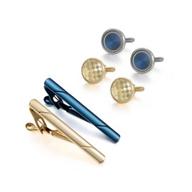 Wynameleri Tie Clip And Cufflinks Sets, Silver Cuff Links Mens, Tie Bar And Cufflink Sets Mother Of Pearl, Man U Cufflinks For Mens Cufflink Tie Clip Tiepin, Blue Cufflinks For Men Wedding