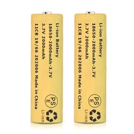 Svenirven 2 Packs 3.7V 2000mAh Button Top Rechargeable Batteries for Headlamp, LED Flashlight, Electronic Devices etc