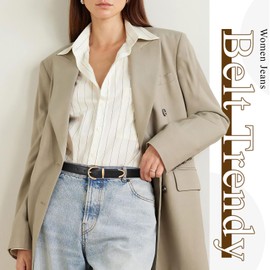 JASGOOD Women Leather Belt Fashion Ladies Waist Belt for Jeans Casual Faux Leather Belt with Gold Buckle (Black-Gold Buckle, Fit Waist Size 27-31 Inch)