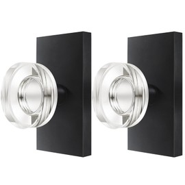 Newlaking Dummy Door Knob Set - Crystal Glass Non-Locking Door Handles for Bifold Closet Barn French Doors - Matte Black Finish, Zero Scratch Installation, 2 Pack