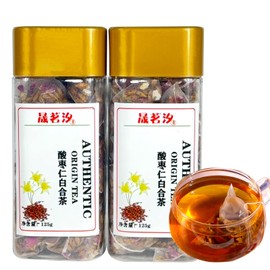 Sour Jujube Kernel Poria Cocos Tea Bags 6.35OZ/180g(40bgs) Good Night Sleep Tea Sour Jujube Kernel Lily Tea Chinese Herbal Tea 酸枣仁百合茶 酸枣仁茶 晚安茶 助睡眠