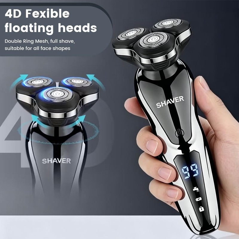 Dexmary 3-in-1 Electric Shavers for Men, LED Display, IPX7 Waterproof