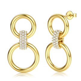 Dochais 6-8 Pairs of Stud Earrings Gold Silver Set 18K Gold-Plated Stud Earrings Small Gold Hoop Earrings Set Hypoallergenic Stud Earrings Cubic Zirconia Sleeping Cartilage Stud Earrings for Men and