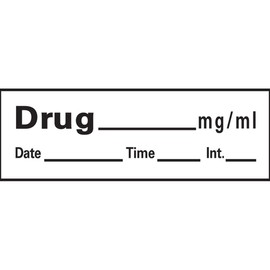 PDC Healthcare AN-14 Anesthesia Tape with Date, Time and Initial, Removable, Drug mg/mL, 1" Core, 1/2" x 500", Imprints White 333 (Pack of 1)