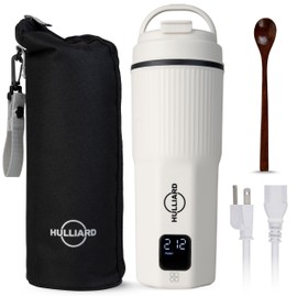 HULLIARD Travel Electric Kettle - 316 Stainless Steel, Portable Tea Kettle & Water Heater, 450ml Portable Water Boiler, 6 Temperature Settings, Auto Shut-Off, Universal Voltage (100-240V)