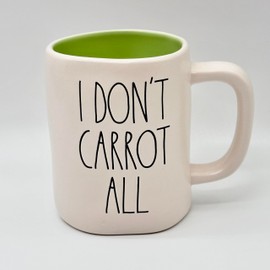 Rae Dunn I DON'T CARROT AT ALL Mug - Green - Ceramic
