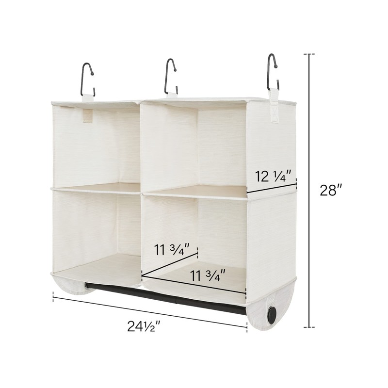 StorageWorks Hanging Closet Organizer with Garment Rod, 4 Section Closet