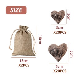 EPCDBBRT 40 Pieces Wooden Hearts, 2 Pieces Burlap Drawstring Bags, Wooden Table Decorations, Diy Craft Decorations, Party Holiday Decorations