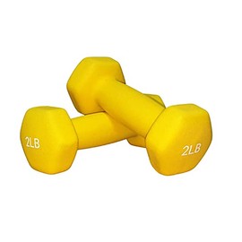 Set of 2 each 2 lb Yellow Neoprene Coated Dumbbells Pair Hand Weights All-Purpose, Home Gym, Exercise 4 LB total neoprene set