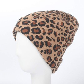VALICLUD Slouchy Beanie Hat for Women Fashion Leopard Knitted Hat Warm Winter Cheetah Hats Animal Print Beanie Hat, Image 1