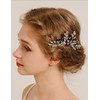 Teyglen Silver Blue Teardrop Crystal Wedding Hair Comb Full Rhinestone