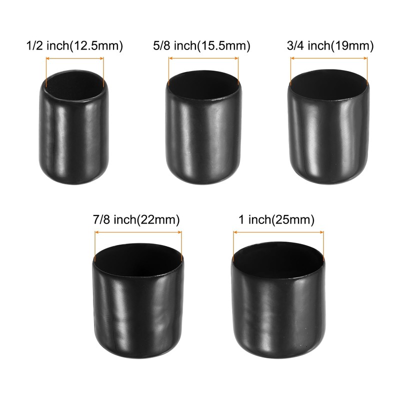 sourcing map 50pcs Round End Protective Caps Rubber Cover 1/2"