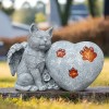 Elegant Garden, Solar Powered Angel Cat Resin Sculpture with Glowing