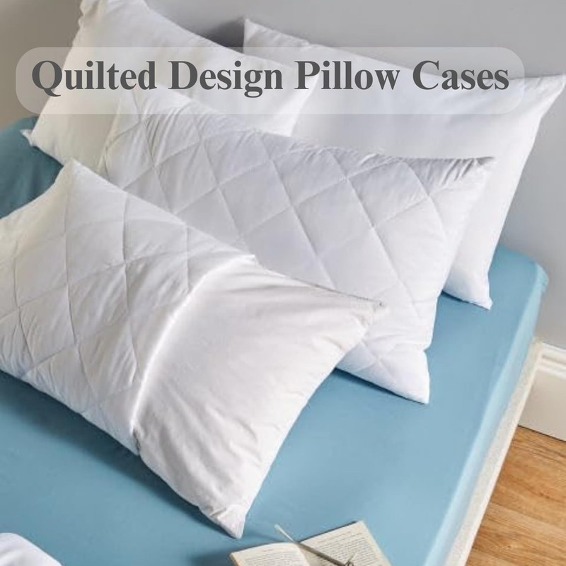 4AS Quilted Waterproof Pillow Protectors 48x74cm – 100% Polyester,Extra Soft,