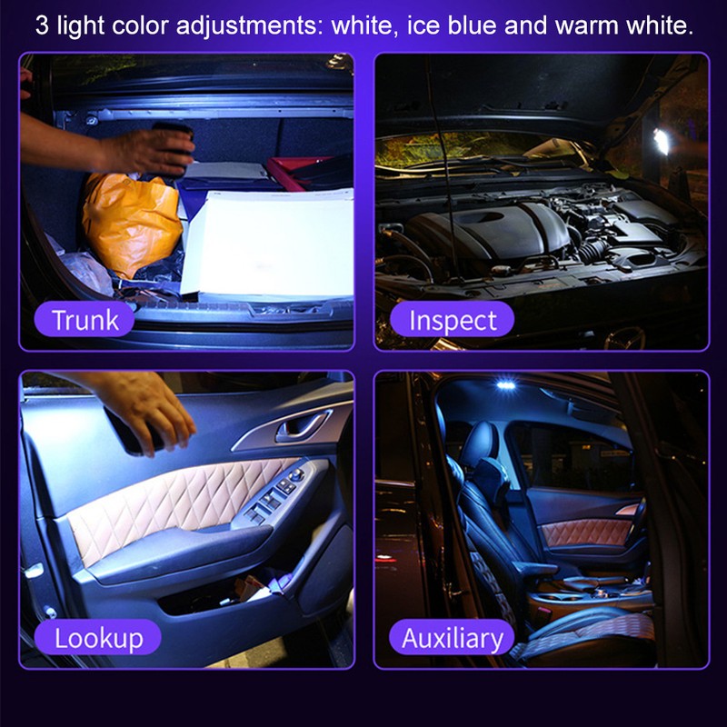 Car Interior Reading Light 3 Color LED Magnet Rear Trunk