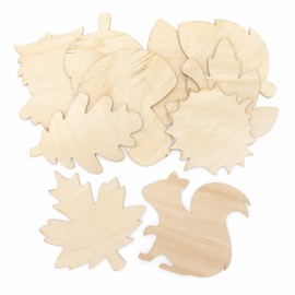 Baker Ross FE676 Autumn Wooden Shapes - Pack of 10, Wood Crafts for Children, Wooden Templates to Decorate and Display, Creative Activities for Kids