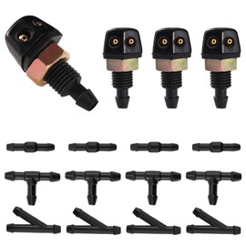 Lyeteung 4 PCS Universal Front Windscreen Washer Jets Nozzle, Windshield Washer Wiper Sprayer Nozzle, Car Front Windshield Wiper Washer Nozzles, with 12 PCS Windshield Washer Hose Connector