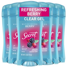 Secret Fresh Antiperspirant Deodorant for Women, 72hr Breathable Sweat & Odor Protection, Instant Freshness & Gentle, PH Balancing Minerals, Clear Gel, Refreshing Berry Scent, 2.6 oz (Pack of 6)