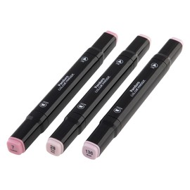 Panduro | Colour Markers | 3 Pen Markers | Twintip Marker | Delicate Pink Shades: 7 Cosmos, 28 Fruit Pink, 136 Blushes