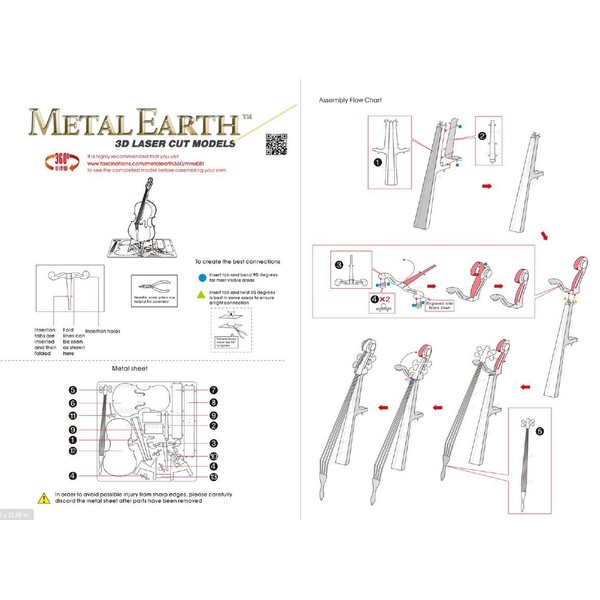 Metal Earth Bass Fiddle 3D Metal Model Kit Fascinations