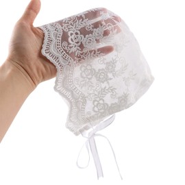 Lace Baby Girl Bonnet Cotton Christening Bonnet for Newborn Infant Girls White Princess Sun Protection Hat 0-6 Months (White Rose, 3-9 Months)