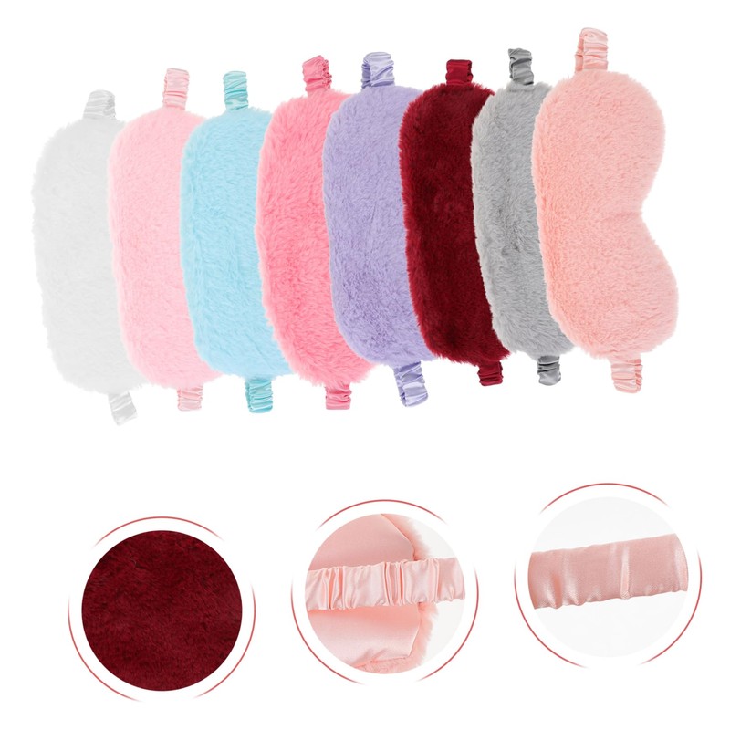 BIUDECO 8Pcs Eye Masks Plush Sleeping Blindfolds Skin Friendly Comfort