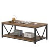 EXCEFUR Modern Coffee Table, Rustic Wood and Metal Living Room