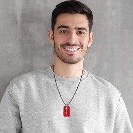 Cupimatch Men's Dog Tag Necklace: Military Bullet Case Chain Dog Tags Army Style Pendant with 70 cm Ball Chain, Stainless Steel