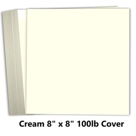 Hamilco 8x8 Cream White Scrapbook Cardstock Paper 100lb Cover Card Stock 100 Pack