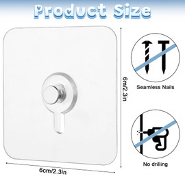 Molain 40 Pack Wall Hooks for Hanging 13 lbs(Max), Transparent Adhesive Wall Hangers Without Nails, Reusable Waterproof Rustproof Heavy Duty Utility Hooks for Hanging Picture Frame, Bathroom Kitchen